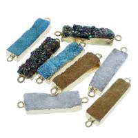 Ice Quartz Agate Connector, with Brass, Rectangle, gold color plated, 1/1 loop, more colors for choice, 44x11x13mm-48x11x12mm, Hole:Approx 2mm, 5PCs/Bag, Sold By Bag