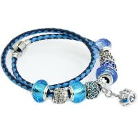 European Bracelet Leather with Crystal & Zinc Alloy plated & radiation protection & for woman & enamel & faceted & with rhinestone &  Sold By Strand