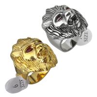 Stainless Steel Finger Ring for Men, Lion, plated, for man & with rhinestone, more colors for choice, 33mm, Sold By PC