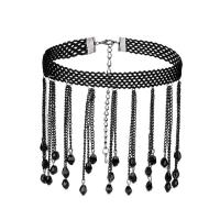 Jern Choker Necklace, med Krystal, jern karabinlås, med 5cm extender kæde, platin farve forgyldt, for kvinde & facetteret, sort, 300mm, Solgt Per Ca. 11.5 inch Strand