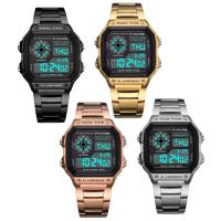 PANARS® Watch Collection, Stainless Steel, med Plastic & Zinc Alloy, forgyldt, LED & for mennesket & vandtæt, flere farver til valg, 44x13.2mm, 24.3mm, Længde Ca. 9.7 inch, Solgt af PC