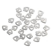 Stainless Steel Heart Pendants, original color, 11x10mm, Hole:Approx 1mm, 40PCs/Bag, Sold By Bag