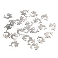 Stainless Steel Animal Pendants, Dolphin, original color, 13x18mm, Hole:Approx 1mm, 20PCs/Bag, Sold By Bag