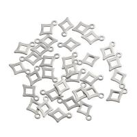 Stainless Steel Pendants, Rhombus, original color, 10x14mm, Hole:Approx 1mm, 40PCs/Bag, Sold By Bag
