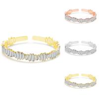 Brass Bracelet & Bangle, plated, open & for woman & with cubic zirconia, more colors for choice, nickel, lead & cadmium free, 150mm, Inner Diameter:Approx 60mm, Sold Per Approx 7 Inch Strand