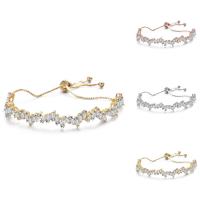 Brass Bracelet & Bangle, plated, adjustable & for woman & with cubic zirconia, more colors for choice, nickel, lead & cadmium free, 180mm, Sold Per Approx 7 Inch Strand
