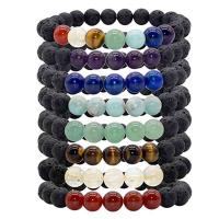 Lava Bracelet, with Level B Amethyst & Lapis Lazuli & ​Amazonite​ & Tiger Eye & Green Aventurine & Red Agate & Citrine, different materials for choice & different size for choice & for woman, Sold Per Approx 7 Inch Strand