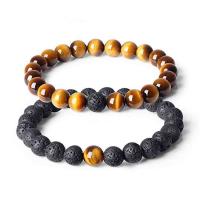 Lava Bracelet with Tiger Eye & Unisex Length Approx 7 Inch Sold By PC