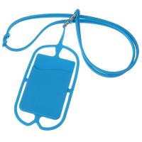 Silicone Lanyard Mobile Phone Set, met Zinc Alloy, platinum plated, blauw, 72x170x4mm, 17x38x5mm, 6mm, Per verkocht Ca 40 inch Strand