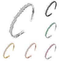Bracelets en laiton, Placage, ouvert & pour femme & avec zircone cubique, plus de couleurs à choisir, protéger l'environnement, sans nickel, plomb et cadmium, 60mm, Diamètre intérieur:Environ 60mm, Longueur:Environ 7 pouce, Vendu par PC