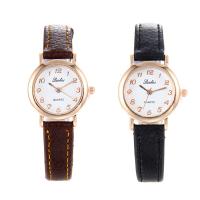 Women Watch Bracelet Leather with Glass & Stainless Steel & Zinc Alloy rose gold color plated Life water resistant & for woman Length Approx 8 Inch Sold By PC