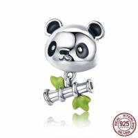 925 Sterling Silver European Beads Panda without troll & enamel Approx 4.5-5mm Sold By PC
