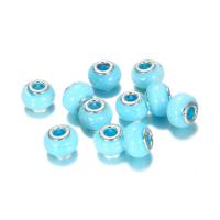 Lampwork European Beads Drum silver color plated iron single core without troll Approx 4.8mm Sold By Lot
