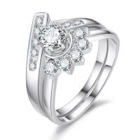 Circón cúbico anillo de latón, metal, chapado en platina real, diverso tamaño para la opción & para mujer & con circonia cúbica, Vendido por UD