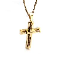 Stainless Steel Jewelry Necklace, Cross, plated, French Rope Chain & for man, more colors for choice, 40x62mm, Sold Per Approx 24 Inch Strand
