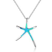 925 Sterling Silver Necklace with Opal with 1.9lnch extender chain Starfish oval chain & for woman Sold Per Approx 15.7 Inch Strand