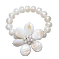 perle d'eau douce cultivée bracelet, avec coquille blanche, naturel, 38x39x17mm, Vendu par Environ 7.5 pouce brin