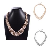 Zinklegierung Halskette, mit ABS-Kunststoff-Perlen, mit Verlängerungskettchen von 5cm, plattiert, für Frau & mit Strass, keine, frei von Blei & Kadmium, 52cm, verkauft per ca. 20.5 ZollInch Strang