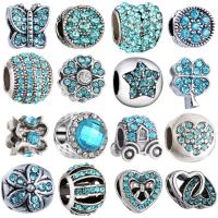 Zinc Alloy European Beads antique silver color plated & without troll & with rhinestone nickel lead & cadmium free 9-10x12-14mm Approx 4.5-4.8mm Sold By Lot
