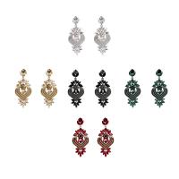 Tibetan Style Drop Earring, with Crystal, gold color plated, vintage & for woman & faceted & with rhinestone & hollow, more colors for choice, nickel, lead & cadmium free, 39x80mm, Sold By Pair