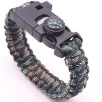 Survival Bracelets, Polyester Cord, with Plastic, Built-in Blade & with a fire stick & with whistle & with compass & Unisex, more colors for choice, 25mm, Length:Approx 9 Inch, 5Strands/Lot, Sold By Lot