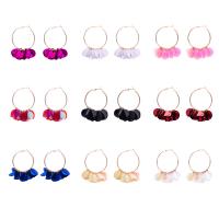 Zinc Alloy Hoop Earring with Plastic Sequin plated vintage & for woman & with rhinestone nickel lead & cadmium free Sold By Pair