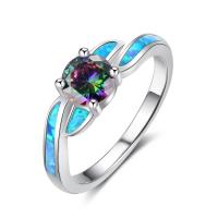 925 Sterling Silver Finger Ring with Opal & for woman & with cubic zirconia 3mm 6mm Sold By PC