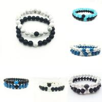 Gemstone Bracelet, different materials for choice & Unisex & for couple, 8mm, Length:Approx 7 Inch, 2Strands/Set, Sold By Set