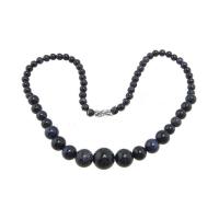 Blue Goldstone Necklace, Tibetan Style screw clasp, graduated beads, 6-14mm, Sold Per Approx 17 Inch Strand