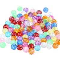 Perles acryliques transparentes, Acrylique, fleur, couleurs mélangées, 8mm, Trou:Environ 3-4mm, 100PC/sac, Vendu par sac