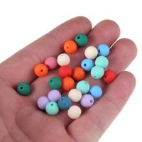 Matt Acryl Perlen, rund, gummierte & satiniert, gemischte Farben, 8mm, Bohrung:ca. 1mm, 100PCs/Tasche, verkauft von Tasche