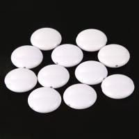 Acryl Schmuck Perlen, flache Runde, weiß, 21mm, Bohrung:ca. 1mm, 100PCs/Tasche, verkauft von Tasche