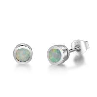 925 Sterling Silver Stud Earring, with Opal, for woman, 4x4mm, Sold By Pair