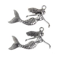 Tibetan Style Pendants, Mermaid, antique silver color plated, lead & cadmium free, 33x39mm, Hole:Approx 1mm, 10PCs/Bag, Sold By Bag