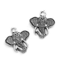 Tibetan Style Animal Pendants, Elephant, antique silver color plated, lead & cadmium free, 20x22mm, Hole:Approx 1mm, 10PCs/Bag, Sold By Bag