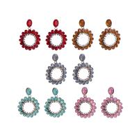 Tibetan Style Drop Earring, with Crystal, Donut, gold color plated, vintage & for woman & faceted & with rhinestone & hollow, more colors for choice, nickel, lead & cadmium free, 40x55mm, Sold By Pair
