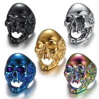 Stainless Steel Finger Ring Skull plated Unisex & enamel 36mm Sold By PC