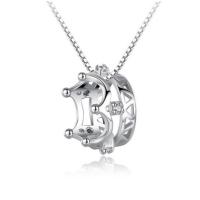 925 Sterling Silver Pendant Crown platinum plated with rhinestone Approx 5-8mm Sold By PC