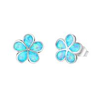 925 Sterling Silver Stud Earring with Opal Flower for woman Sold By Pair
