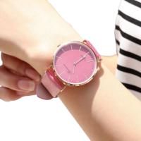 Women Watch Bracelet PU Leather with zinc alloy dial rose gold color plated change colors in the sun-shine Length Approx 9.5 Inch Sold By PC