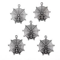 Tibetan Style Pendants, Spider Web, antique silver color plated, lead & cadmium free, 22mm, Hole:Approx 1mm, 30PCs/Bag, Sold By Bag