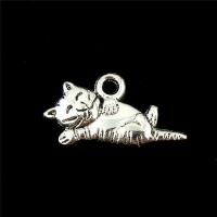 Tibetan Style Animal Pendants, Cat, antique silver color plated, lead & cadmium free, 9x22mm, Hole:Approx 1mm, 30PCs/Bag, Sold By Bag