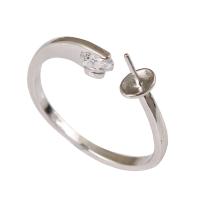 Brass Bezel Ring Base, platinum plated, open & adjustable & for woman & with cubic zirconia, nickel, lead & cadmium free, 21x5x3mm, Inner Diameter:Approx 0.8mm, US Ring Size:7.5-11.5, Sold By PC
