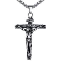 Stainless Steel Sweater Necklace Cross oval chain & for man & blacken Sold Per Approx 24 Inch Strand