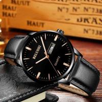Men Wrist Watch Leather with Glass & Stainless Steel hardwearing & for man & waterproof Length Approx 9.4 Inch Sold By PC