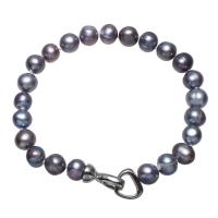Perlas cultivadas de agua dulce Pulsera, con metal, Patata, para mujer, Púrpura, 8-9mm, Vendido para aproximado 7.5 Inch Sarta