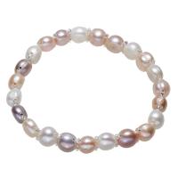 Bracelet en perles de culture d'eau douce, perle d'eau douce cultivée, Baroque, naturel, pour femme, multicolore, 8mm, Vendu par Environ 7.5 pouce brin