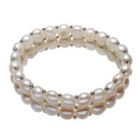 Bracelet en perles de culture d'eau douce, perle d'eau douce cultivée, Baroque, naturel, pour femme, blanc, 8mm, Vendu par Environ 7.5 pouce brin