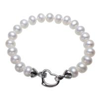 Freshwater Pearl Bracelet with Brass Potato natural for woman white 9mm Sold Per Approx 7.5 Inch Strand