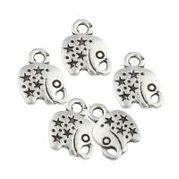 Tibetan Style Animal Pendants, Elephant, antique silver color plated, lead & cadmium free, 9x11x1.50mm, Hole:Approx 1.5mm, 1000PCs/Bag, Sold By Bag
